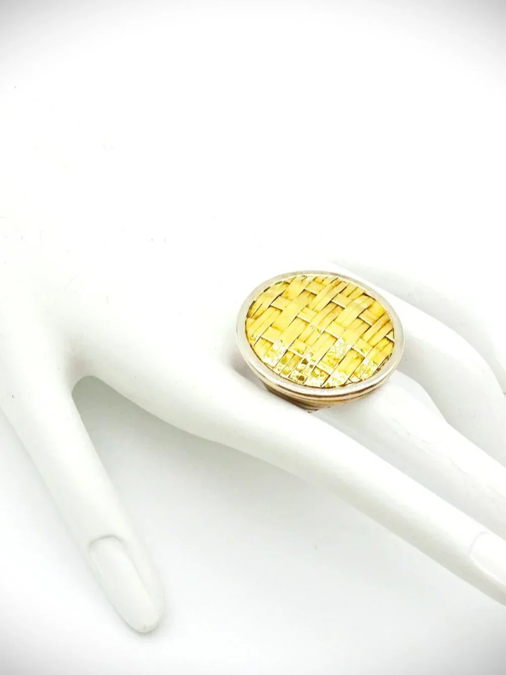 JOHN HARDY Bedeg Sterling Silver 22K Yellow Gold Huge Ring Size 7.25